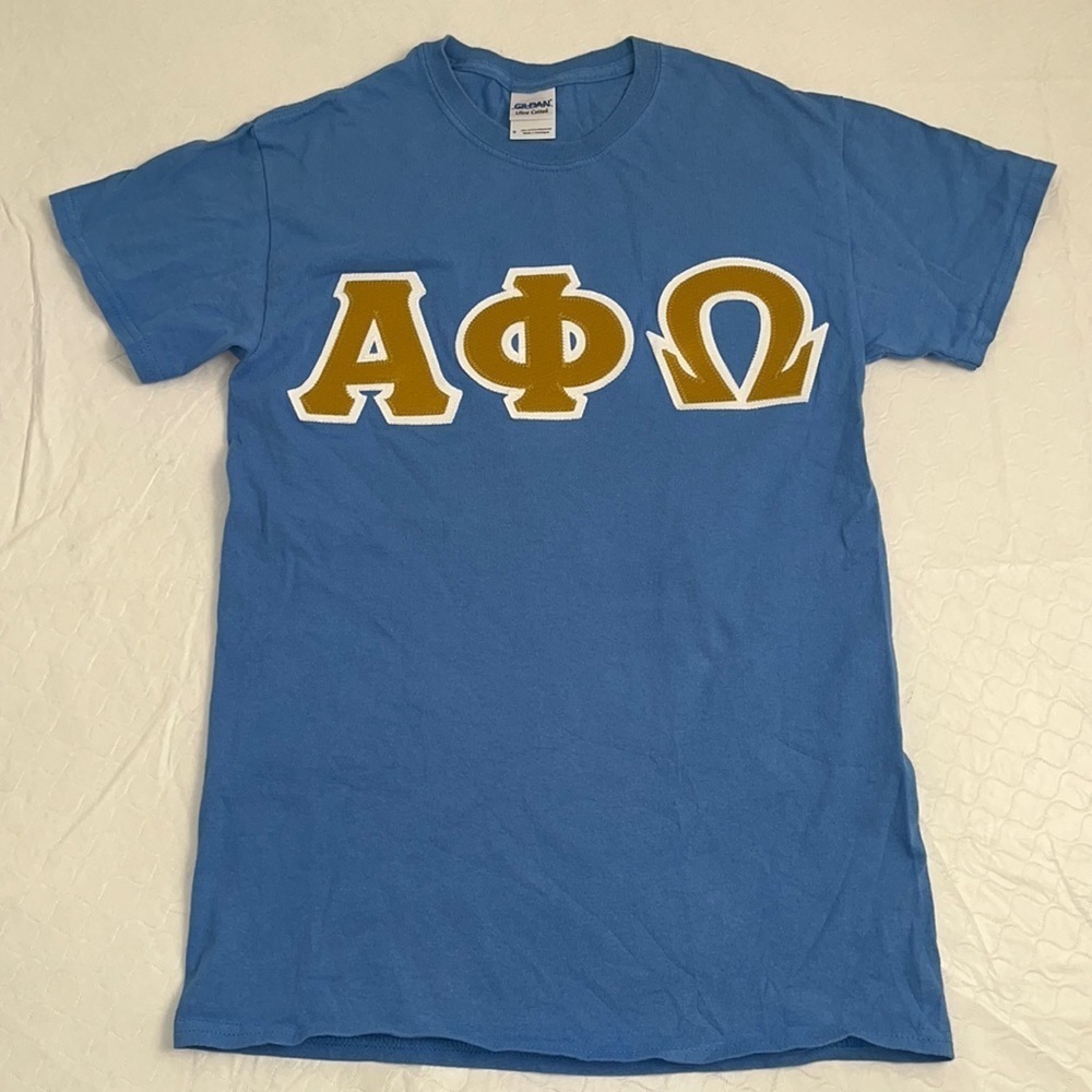 Alpha Phi Omega national coed service fraternity short sleeve letter t-shirt